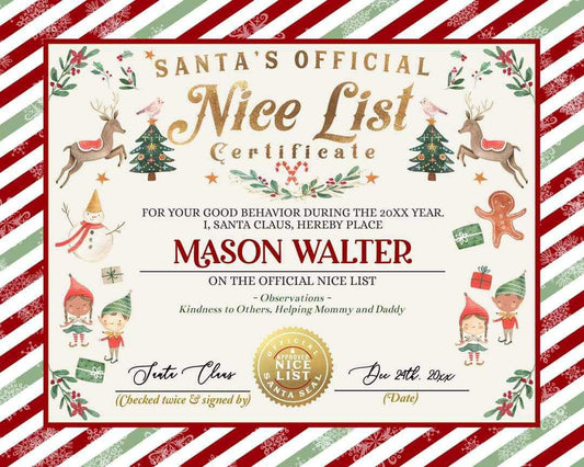 Nice List Certificate